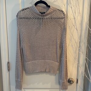 Express Taupe Open-Knit Turtleneck Sweater